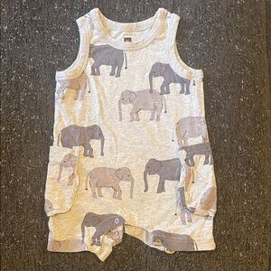 Tea Collection Gray Elephant Print Bodysuit